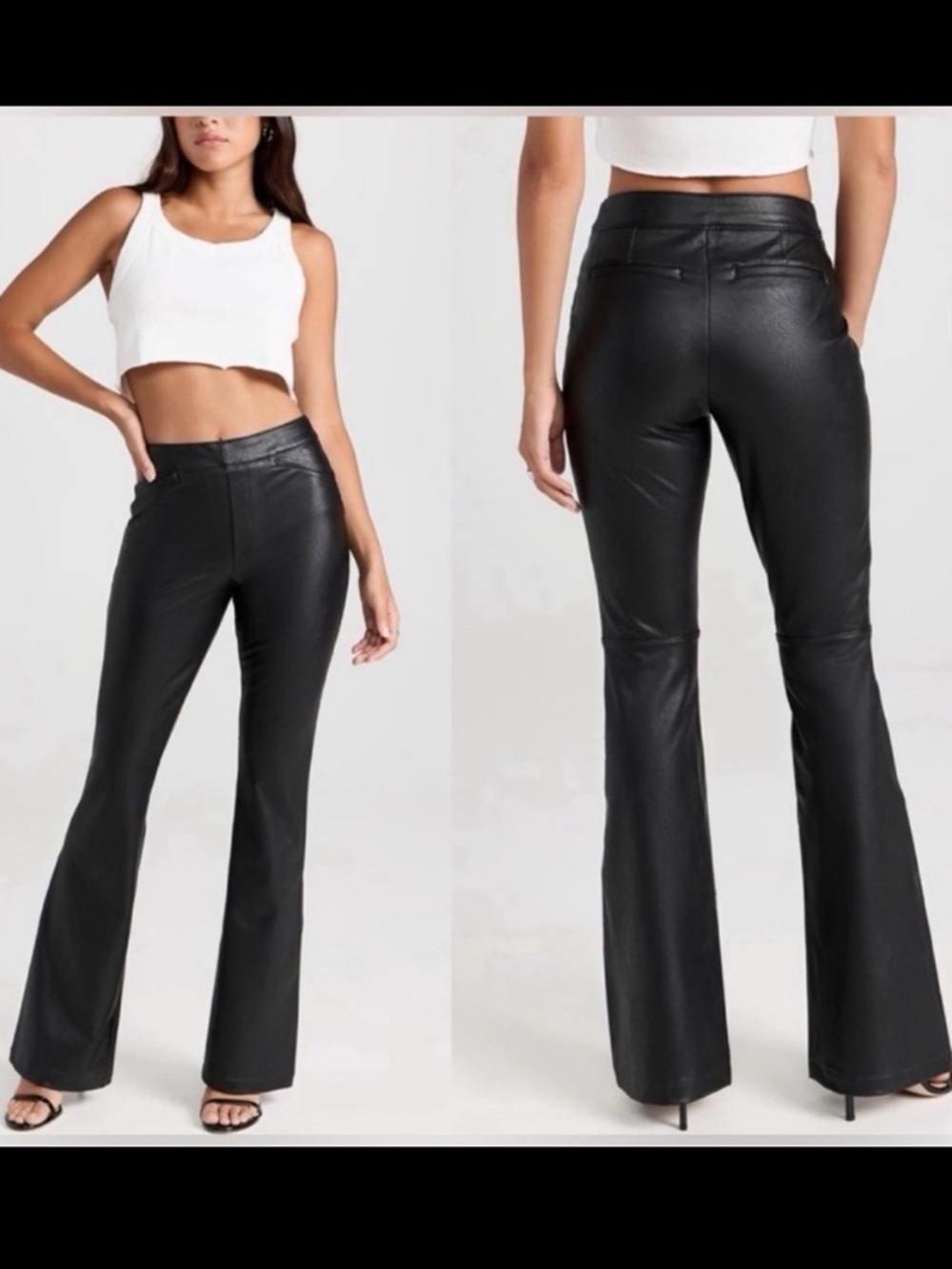 SPANX Leather-Like Flare Trousers Sexy Luxe Black‎ Minimalist Classic Capsule